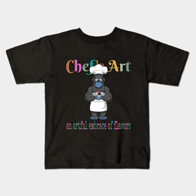 Gorilla Chef Kids T-Shirt by pmArtology